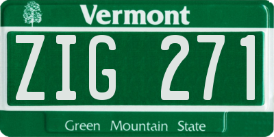 VT license plate ZIG271