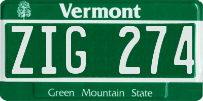 VT license plate ZIG274