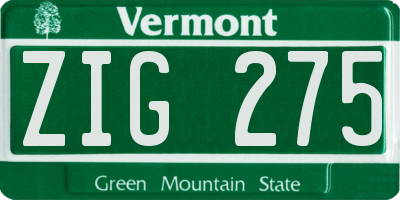 VT license plate ZIG275