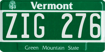 VT license plate ZIG276
