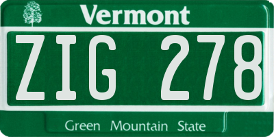 VT license plate ZIG278