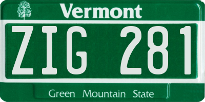 VT license plate ZIG281
