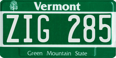 VT license plate ZIG285