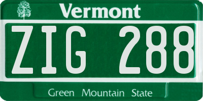 VT license plate ZIG288