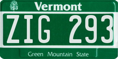 VT license plate ZIG293