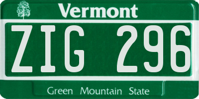 VT license plate ZIG296