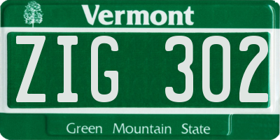 VT license plate ZIG302