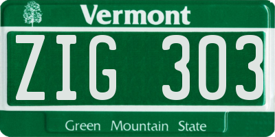 VT license plate ZIG303