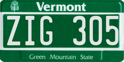 VT license plate ZIG305