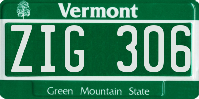 VT license plate ZIG306