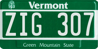 VT license plate ZIG307