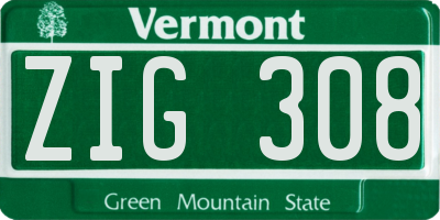 VT license plate ZIG308