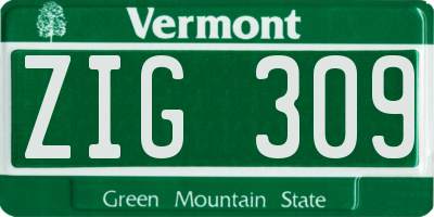 VT license plate ZIG309