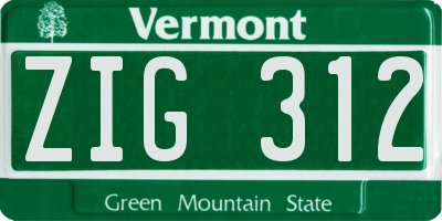 VT license plate ZIG312