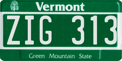 VT license plate ZIG313