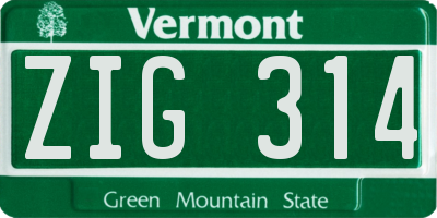 VT license plate ZIG314