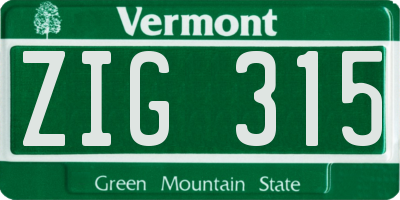 VT license plate ZIG315