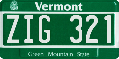 VT license plate ZIG321