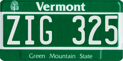 VT license plate ZIG325