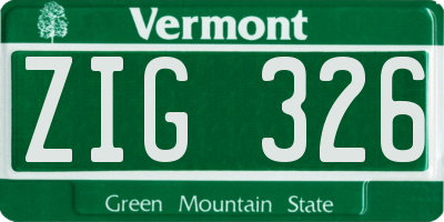 VT license plate ZIG326