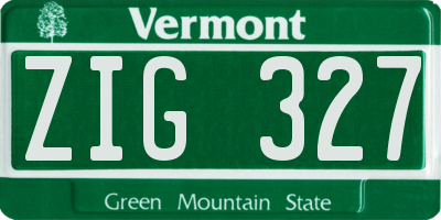VT license plate ZIG327