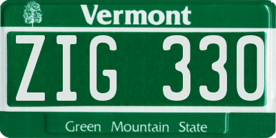 VT license plate ZIG330