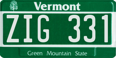 VT license plate ZIG331