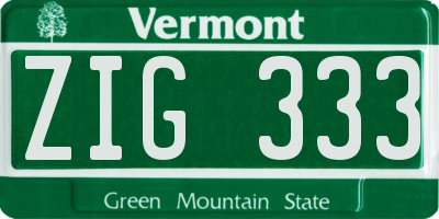 VT license plate ZIG333