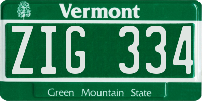VT license plate ZIG334