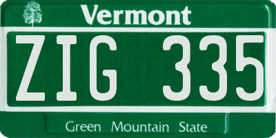 VT license plate ZIG335