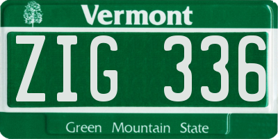 VT license plate ZIG336