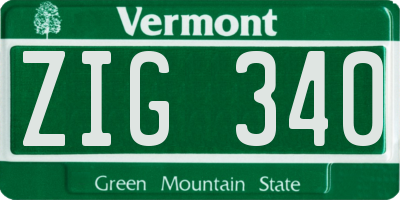 VT license plate ZIG340