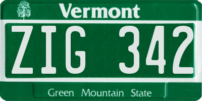 VT license plate ZIG342