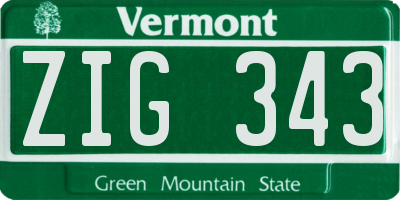 VT license plate ZIG343