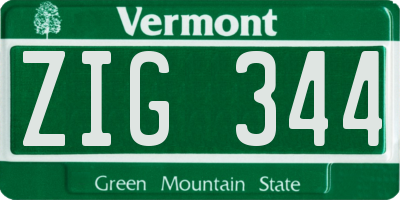 VT license plate ZIG344