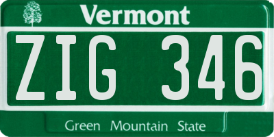 VT license plate ZIG346