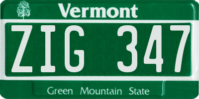 VT license plate ZIG347