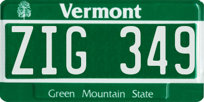VT license plate ZIG349