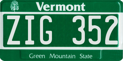 VT license plate ZIG352