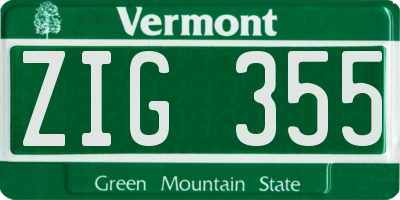 VT license plate ZIG355