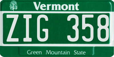 VT license plate ZIG358