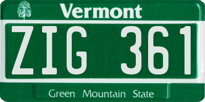 VT license plate ZIG361