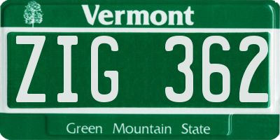 VT license plate ZIG362