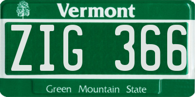 VT license plate ZIG366