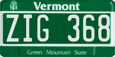 VT license plate ZIG368