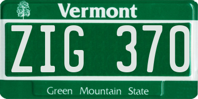 VT license plate ZIG370
