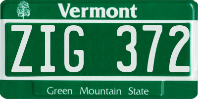 VT license plate ZIG372