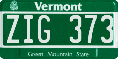 VT license plate ZIG373