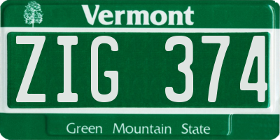 VT license plate ZIG374