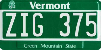 VT license plate ZIG375